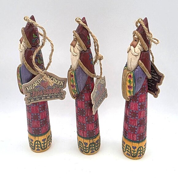 Jim Shore Heartwood Creek 2004 Red Sunburst Tulip Santa 3 Hanging Ornaments 6" - Picture 3 of 8